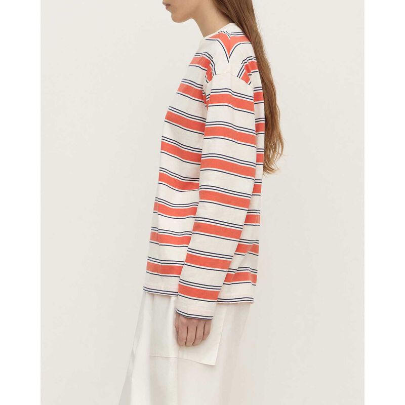 Assembly Label Eliana Stripe Cotton Long Sleeve Tee Dahlia Stripe image number 2